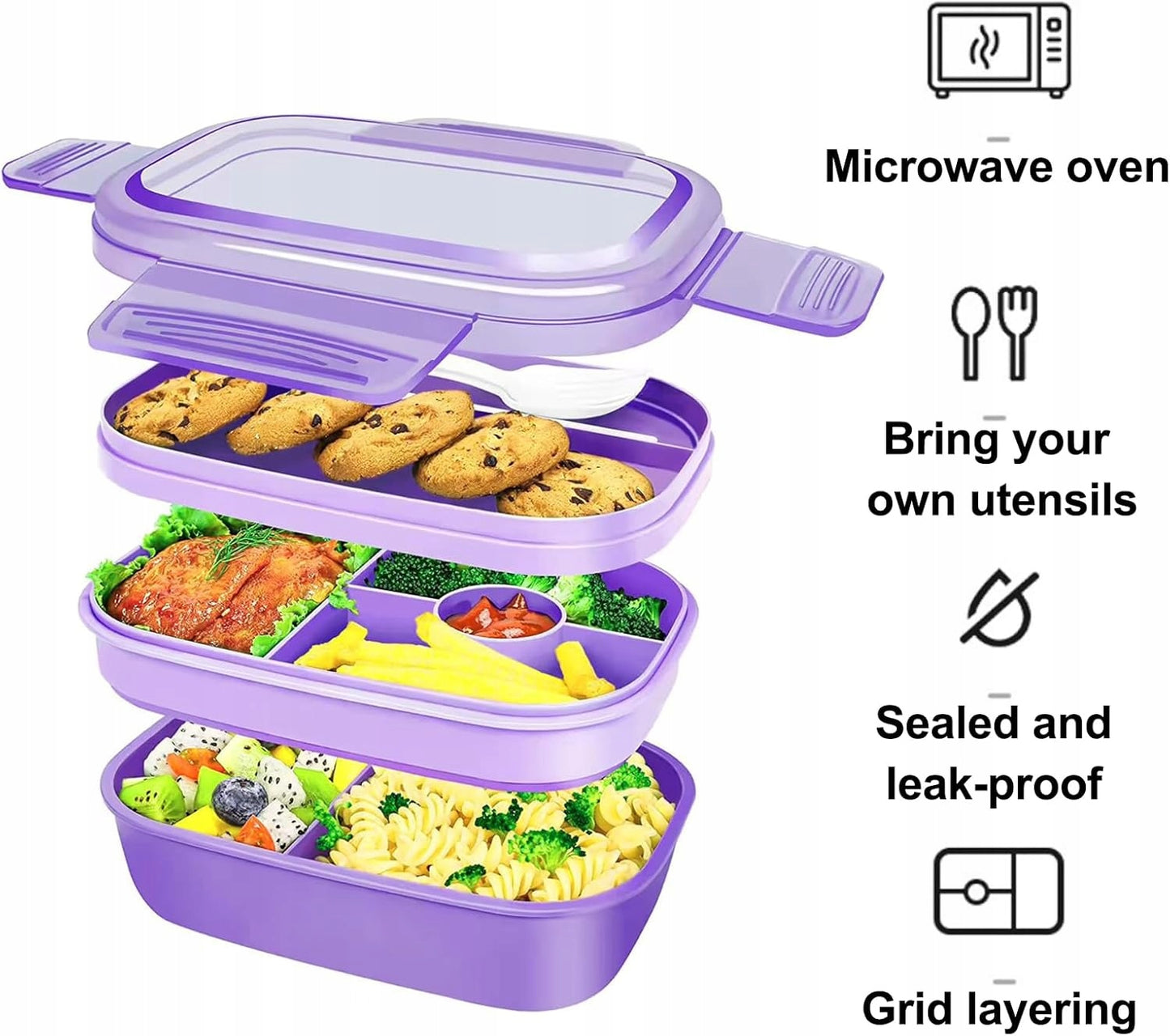 Pojemnik na żywność z przegródkami Lunchbox fioletowy