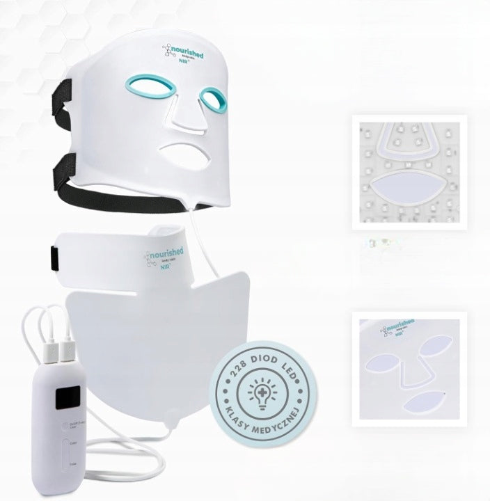 Nourished Bodynskin Maska na Twarz i Szyję terapia światłem 228Diod 7trybów
