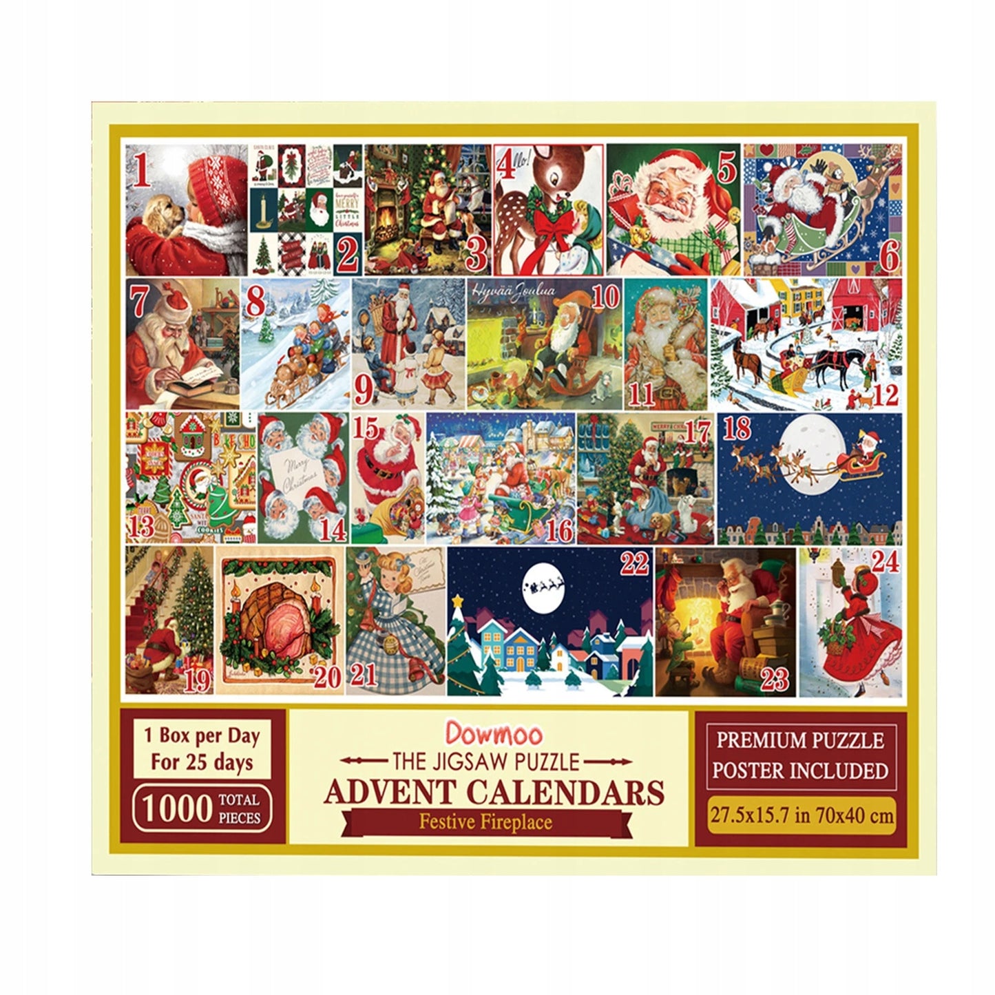KALENDARZ ADWENTOWY PUZZLE 24 Różne Obrazki Świąteczne MERRY CHRISTMAS EKO