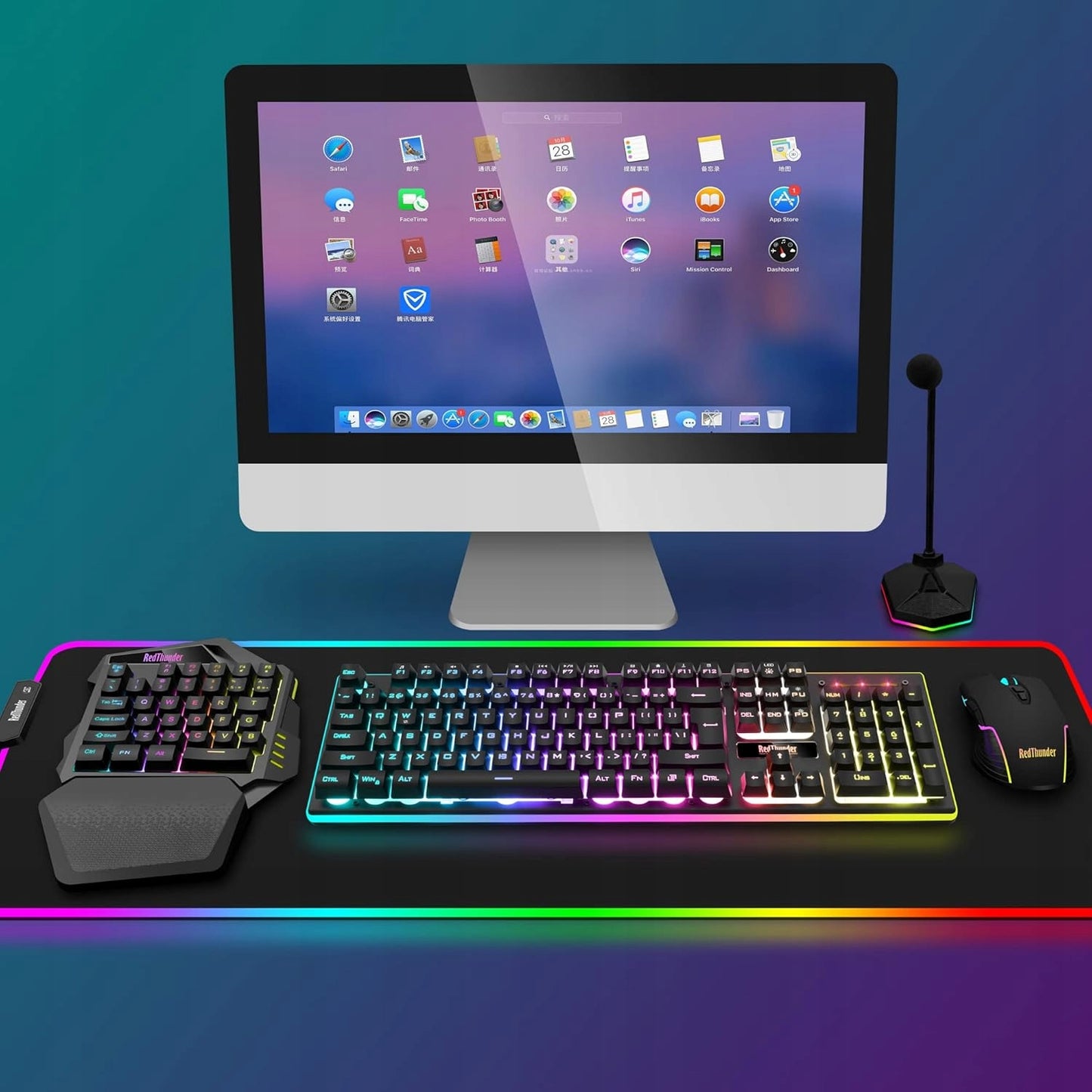 BEZPRZEWODOWA KLAWIATURA RedThunder G60 JEDNORĘCZNA GAMINGOWA RGB USB 2.4G