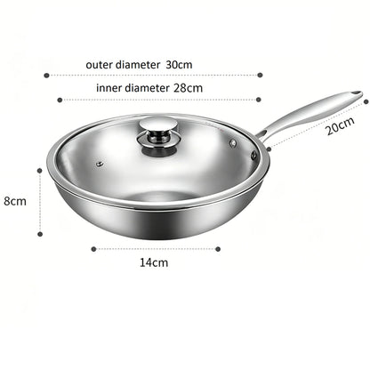 Maxcook Tri-Ply 304 patelnia wok ze stali nierdzewnej - 28 cm  3-warstwowa