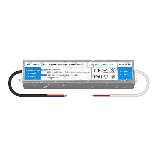 YOODI Zasilacz 12V 100W 8.3A Transformator IP67 Wodoodporny Transformator AC 230V Na DC 12V Do Użytku Na Zewnątrz Sterownik LED Zasilacz Ultracienki Do Taśm LED Lampy Taśmowe Oświetlenie