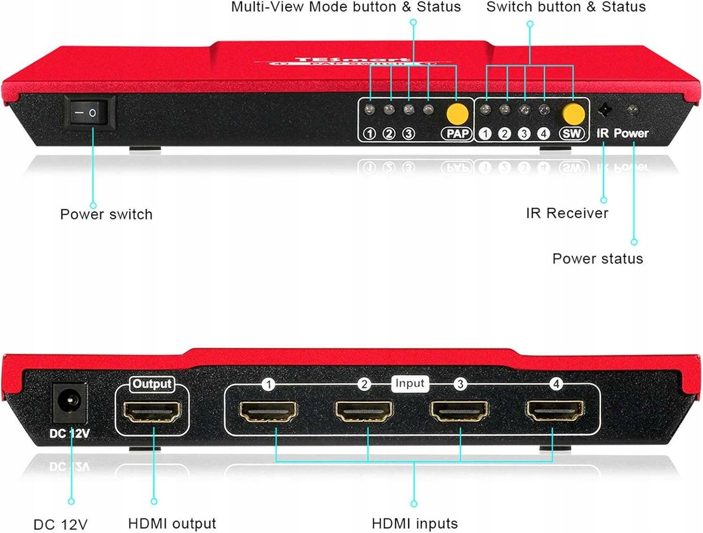 Przełącznik KVM switch 1080P@60Hz HDCP 1.3 4x1 HDMI