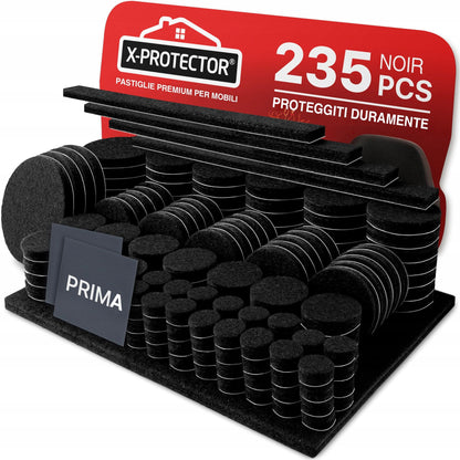 X-Protector Podkładki Meblowe 235 szt. Filc Ochronne Drewniane Czarny
