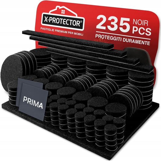 X-Protector Podkładki Meblowe 235 szt. Filc Ochronne Drewniane Czarny