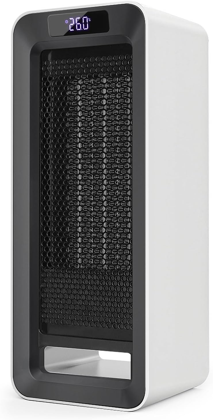 Grzejnik elektryczny, energooszczędny, cichy, 1500 W, z lampką nocną, wyświetlaczem LED, grzejnikiem elektrycznym, 12-godzinnym timerem, 3 prędkościami, ceramicznym grzejnikiem PTC