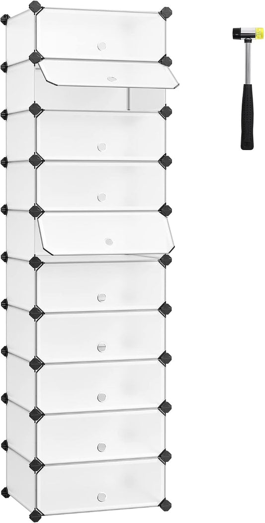 SONGMICS 10-poziomowy stojak na buty, plastikowy organizer do przechowywania