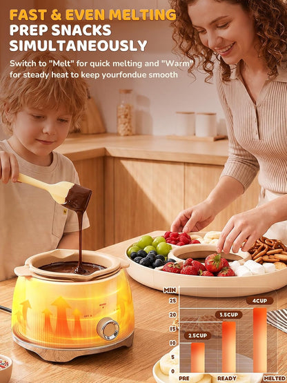 LUSHYUM FONDUE 2W1 BIAŁEJ CZARNEJ CZEKOLADY MACZANIA ELEKTRYCZNY PODGRZEWA