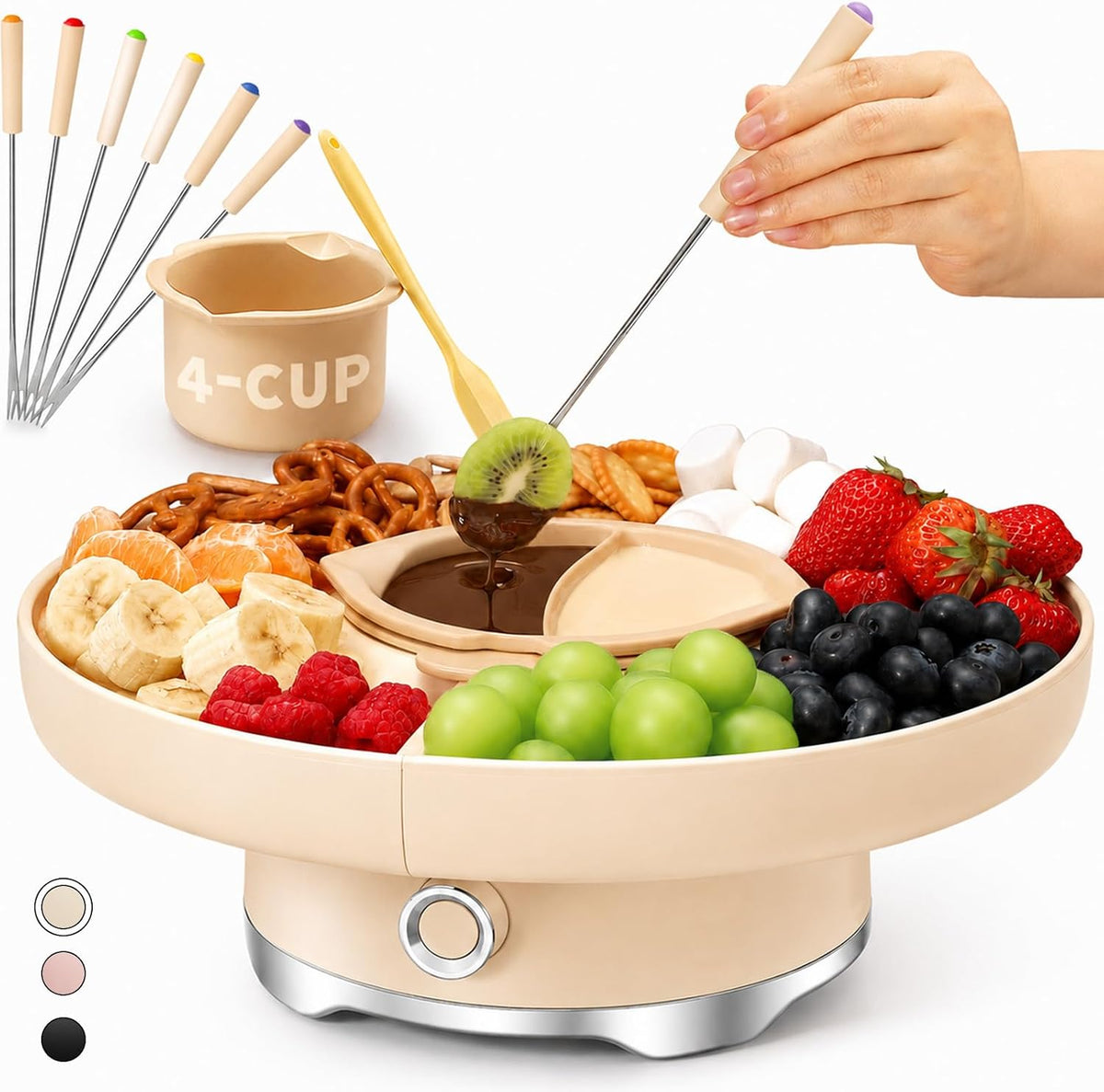 LUSHYUM FONDUE 2W1 BIAŁEJ CZARNEJ CZEKOLADY MACZANIA ELEKTRYCZNY PODGRZEWA