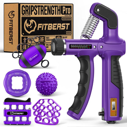 FitBeast Zestaw do Ćwiczeń Dłoni 6-w-1,Regulowany Chwyt 5-72.5kg  Fioletowy