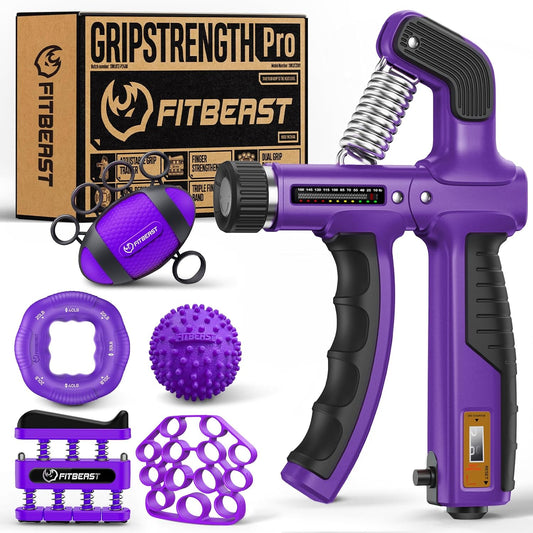 FitBeast Zestaw do Ćwiczeń Dłoni 6-w-1,Regulowany Chwyt 5-72.5kg  Fioletowy