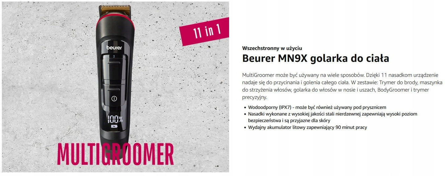 Beurer MN9X Multigroomer, do przycinania i golenia całego ciała