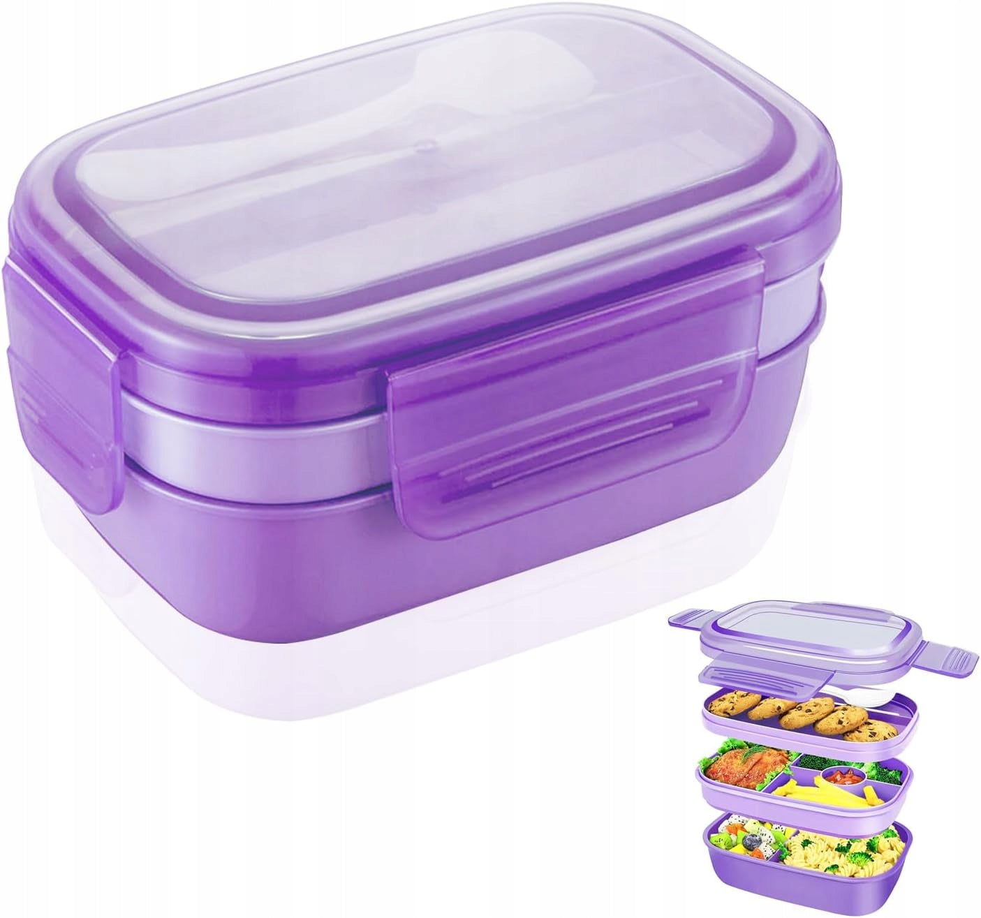 Pojemnik na żywność z przegródkami Lunchbox fioletowy
